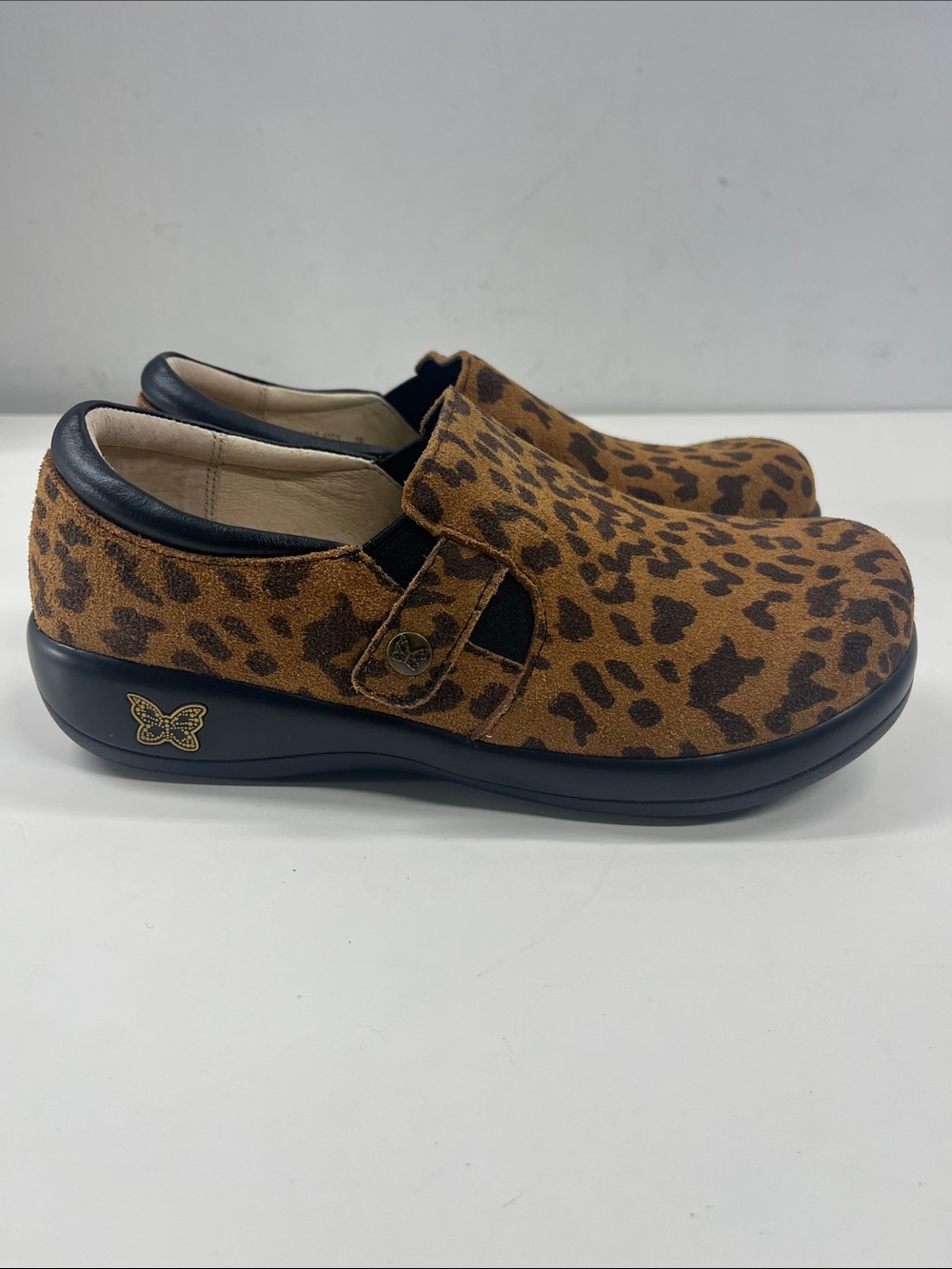 New Alegria Womens Kara Leopard Clog Shoe Leopard Print Leather Size 38